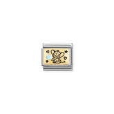 Nomination COMPOSABLE CLASSIC PLATTEN Element aus Edelstahl, mit Emaille und 18Kt Gelbgold verziert (04_(Elefantenbaby, Hellblau))